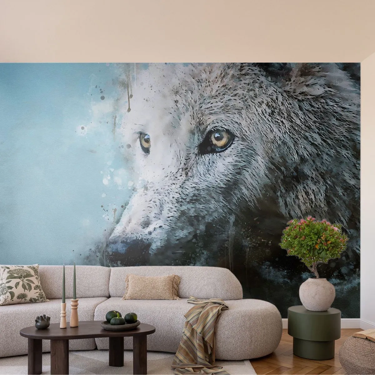 Papier Peint Autocollant Deluxe Sticker - Rencontrez l'âme du loup - Animaux, Loup, Prédateur - 250x175 cm