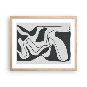 Affiche dans un chêne clair - Poster - Amusement de labyrinthe abstrait - 50x40 cm