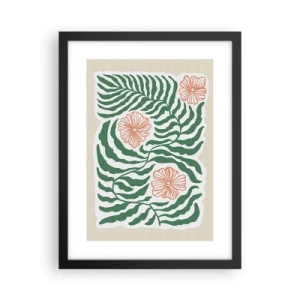 Affiche dans un cadre noir - Poster - Fleurit en vert - 30x40 cm