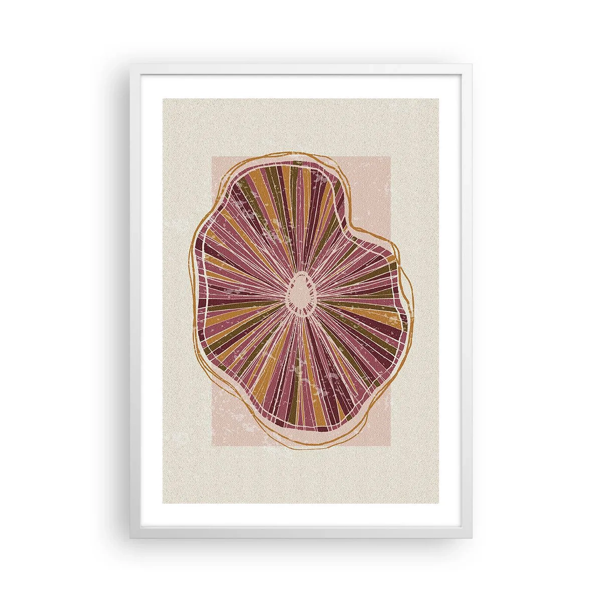Affiche dans un cadre blanc - Poster - Abstraction rayonnante - 50x70 cm