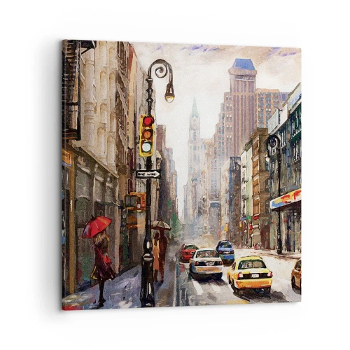Impression sur toile - Image sur toile - New-Zork - coloré même sous la pluie - 50x50 cm