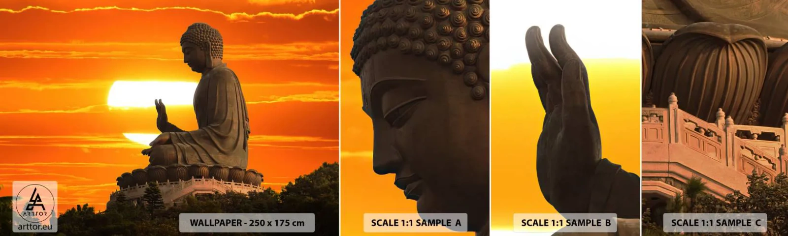 Échantillon de Papier Peint Autocollant Deluxe Sticker - Aucune peur du monde - Asie, Bouddha, Culture - 100x30 cm