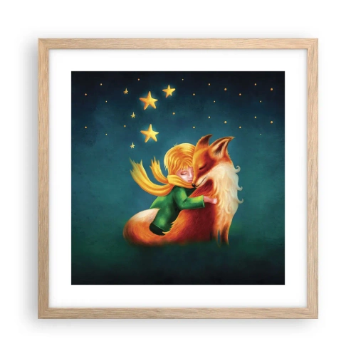 Affiche dans un chêne clair - Poster - Petit Prince - 40x40 cm