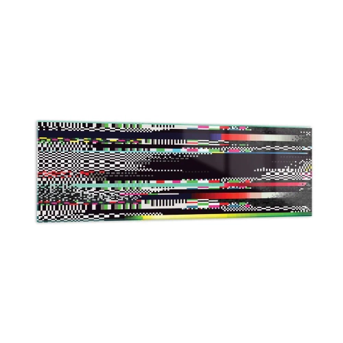 Impression sur verre - Image sur verre - Lignes et pixels colorés dans un style abstrait - 160x50cm - L'image de contrôle de la réalité - Décoration murale moderne pour le salon et la chambre ARTTOR