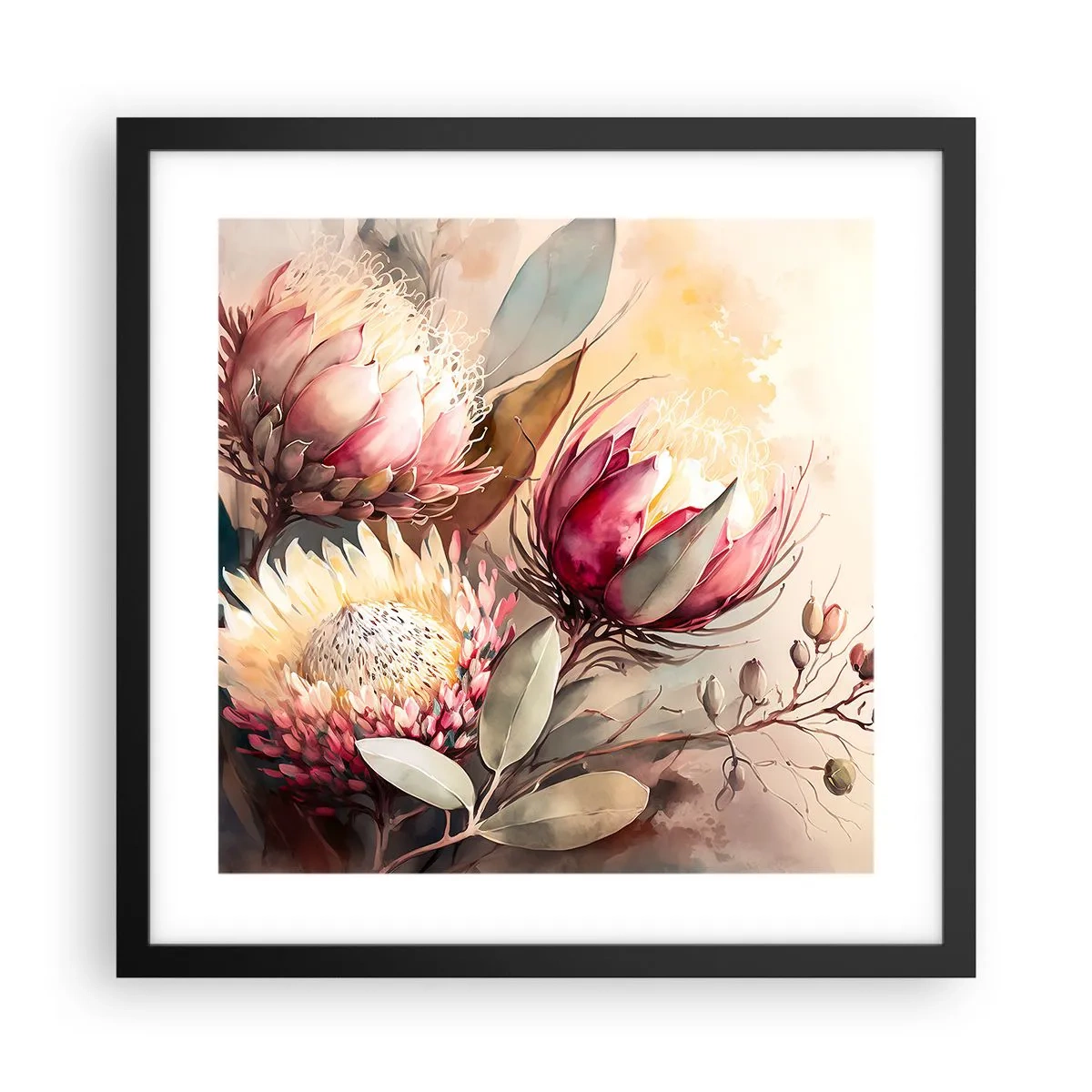 Affiche dans un cadre noir - Poster - De profil et de face - 40x40 cm