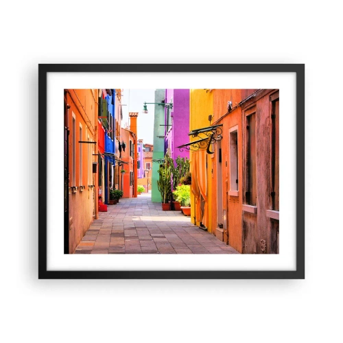 Affiche dans un cadre noir - Poster - Allée arc-en-ciel - 50x40 cm