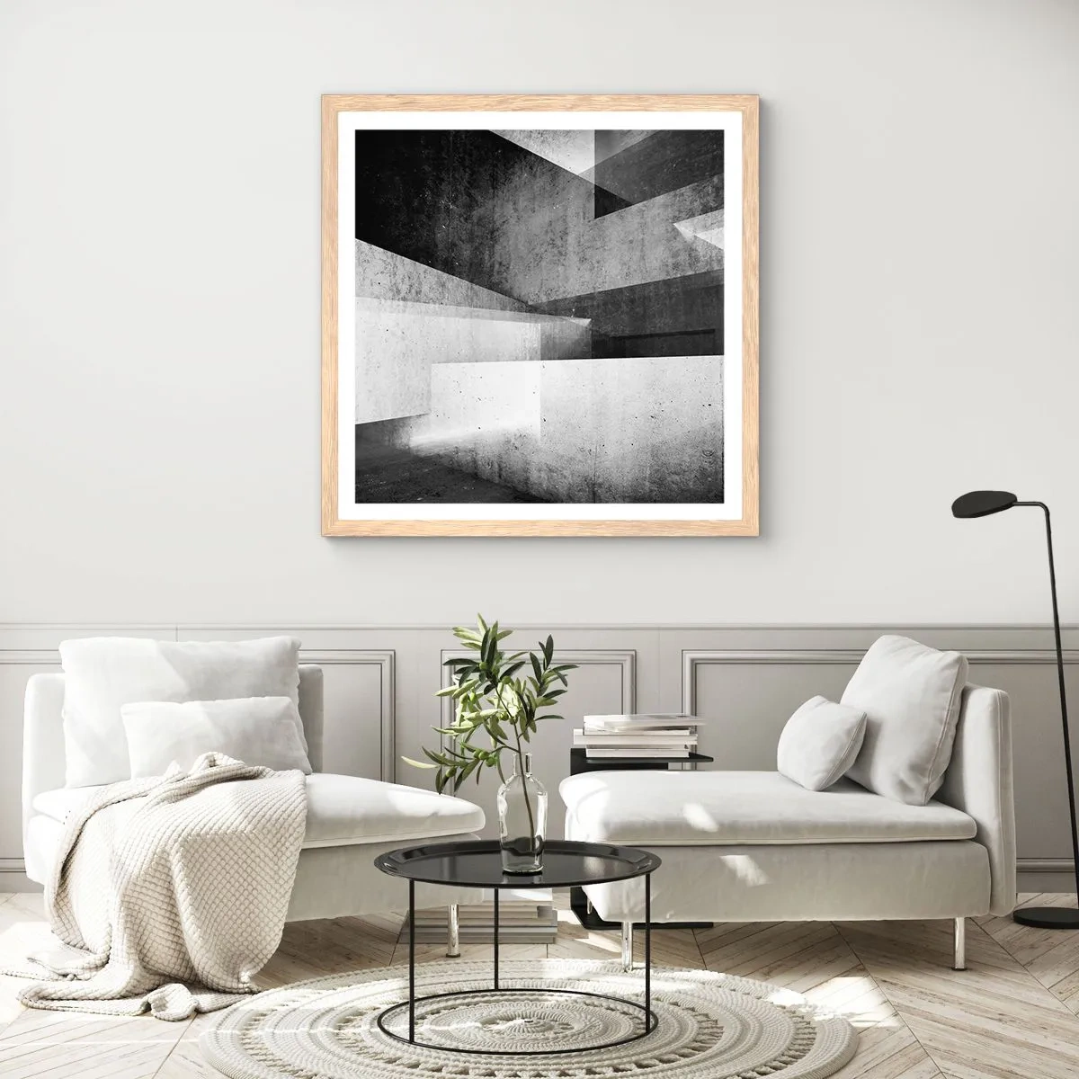 Affiche dans un chêne clair - Poster - Structure de l'espace - 40x40 cm