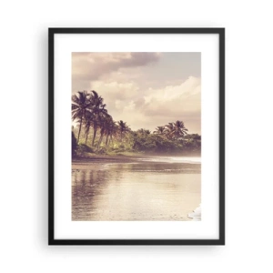 Affiche dans un cadre noir - Poster - La caresse des vagues - 40x50 cm