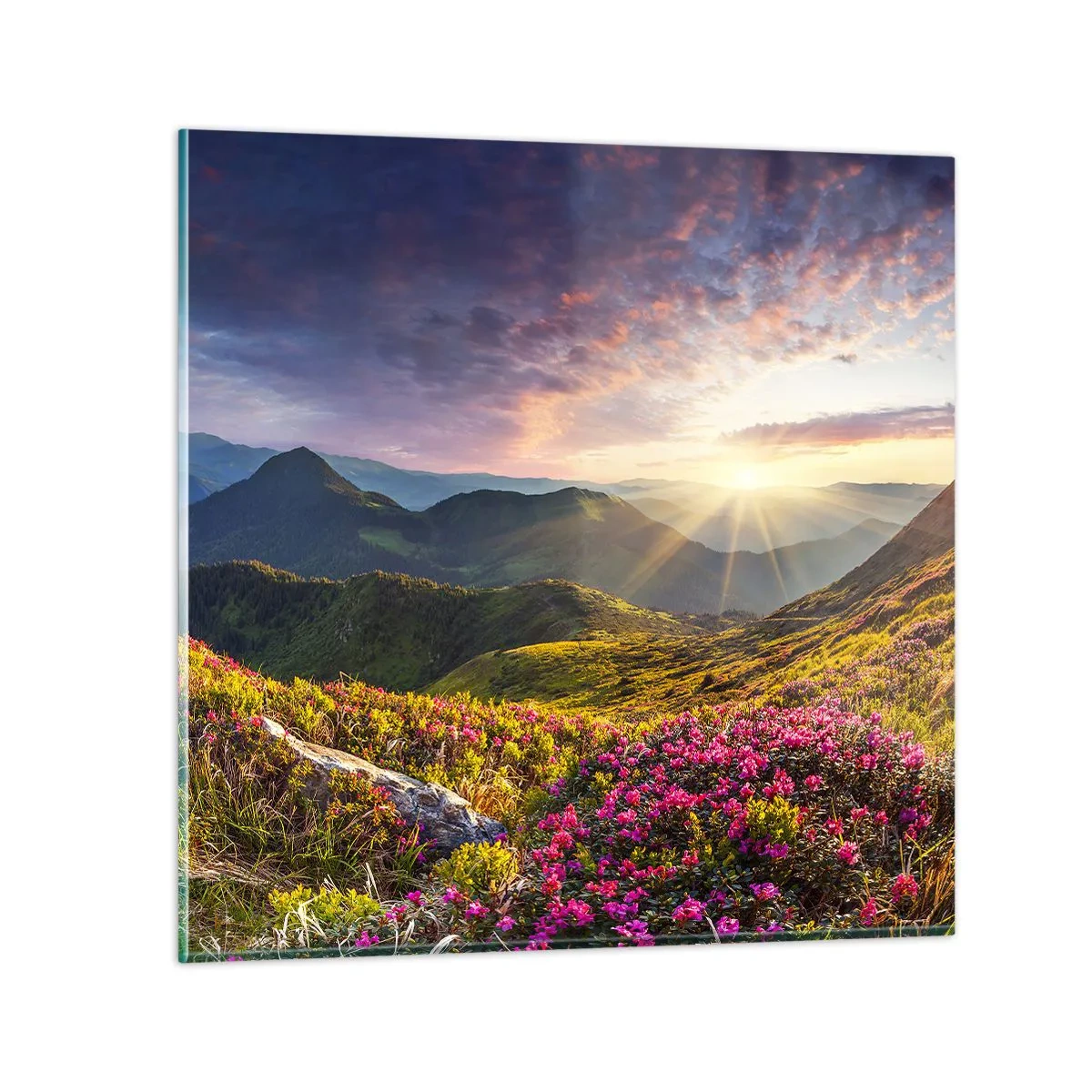 Impression sur verre - Image sur verre - Fraîcheur matinale en montagne - 70x70 cm