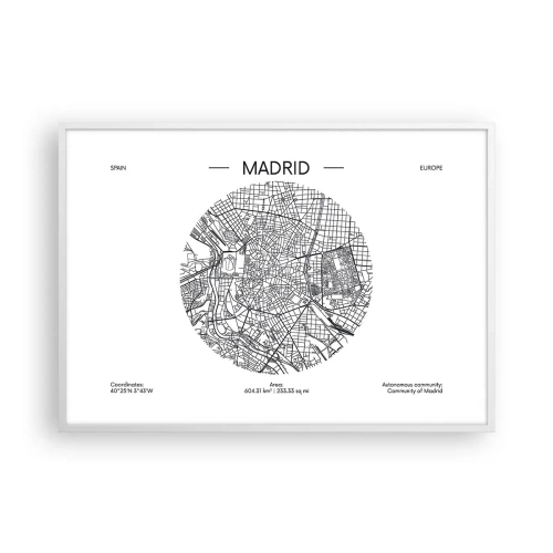 Affiche dans un cadre blanc - Poster - Anatomie de Madrid - 100x70 cm