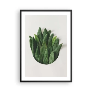 Affiche dans un cadre noir - Poster - Feuilles dans une composition artistique sur fond blanc - 50x70cm - Curiosité sans retenue - Décoration murale moderne pour le salon et la chambre ARTTOR