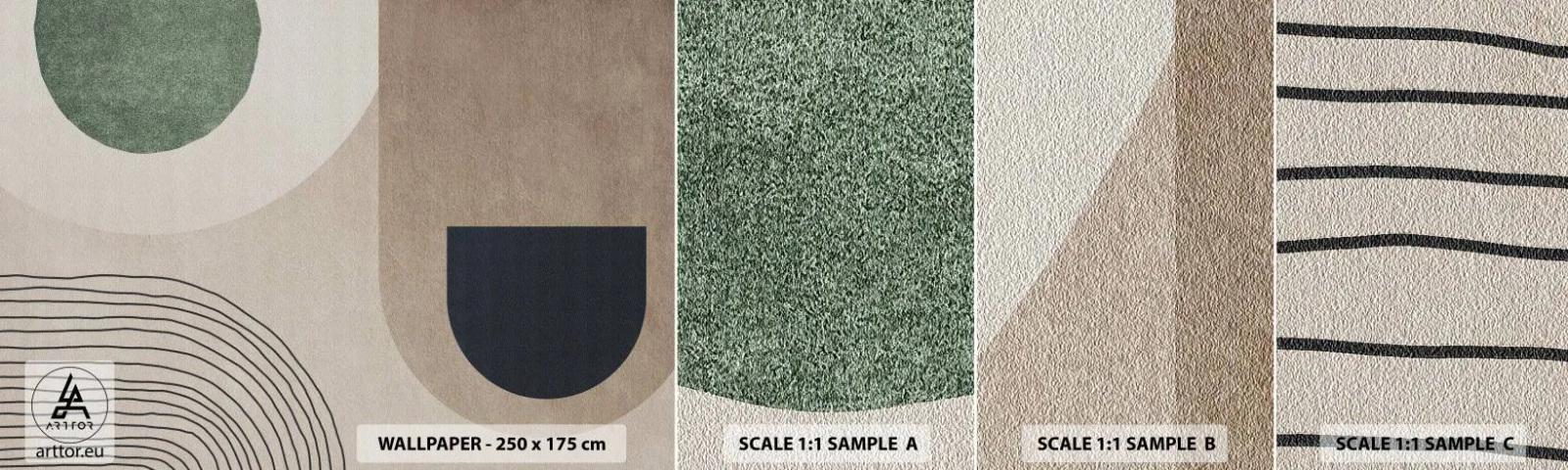 Échantillon De Papier Peint Standard Eco - La douceur de l'ovale - Minimalisme, Morceau, Abstraction - 100x30 cm