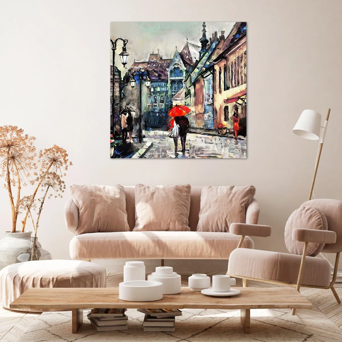 Impression sur toile - Image sur toile - Pluie pour deux - 70x70 cm