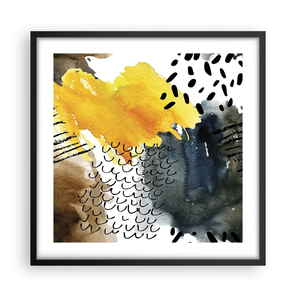 Affiche dans un cadre noir - Poster - Rencontre des éléments - 50x50 cm