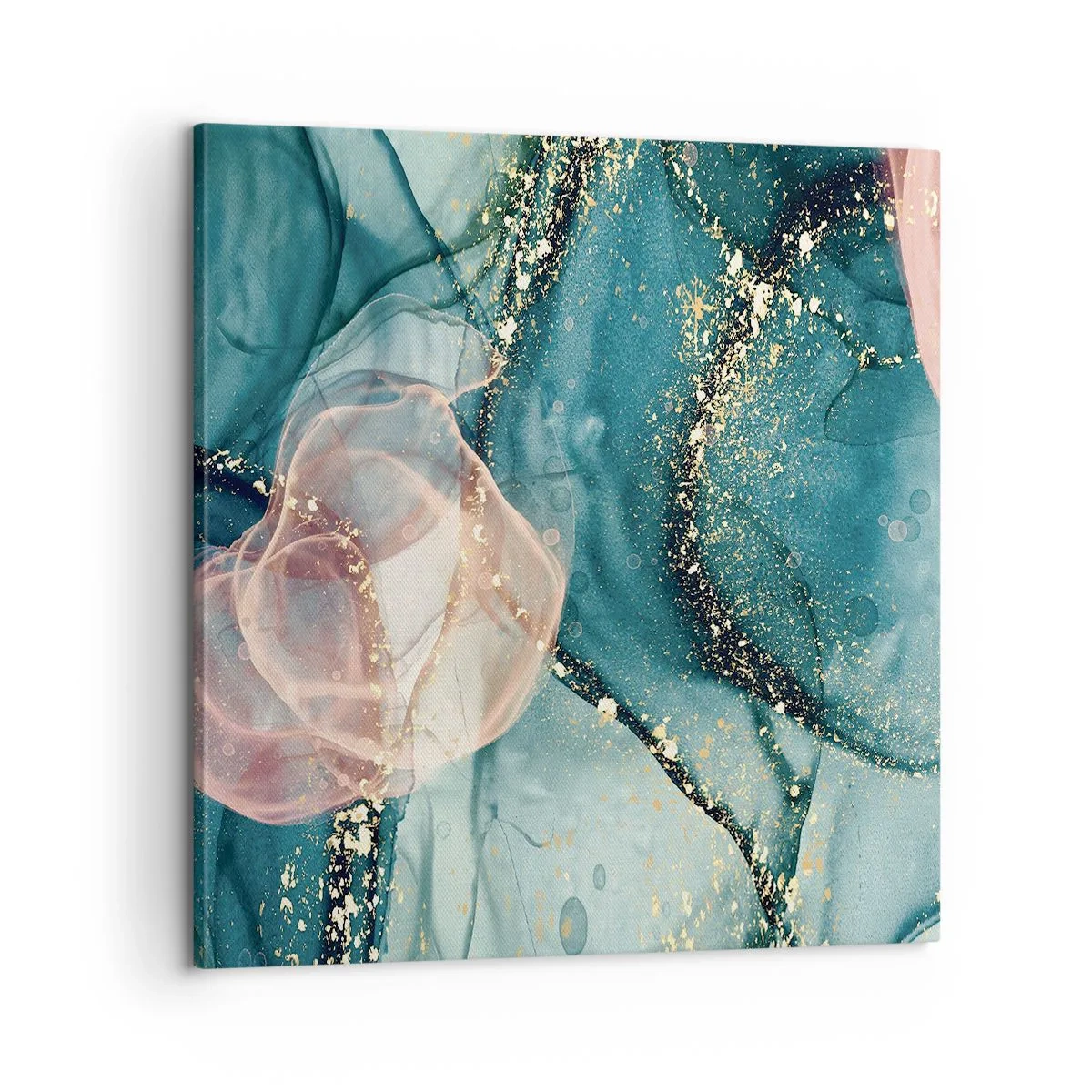 Impression sur toile - Image sur toile - Soie bleu, tulle rose - 60x60 cm