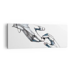 Impression sur toile - Image sur toile - Représentation artistique d'une main dans une forme minimaliste et géométrique - 140x50cm - Un bon geste - Décoration murale moderne pour le salon et la chambre ARTTOR