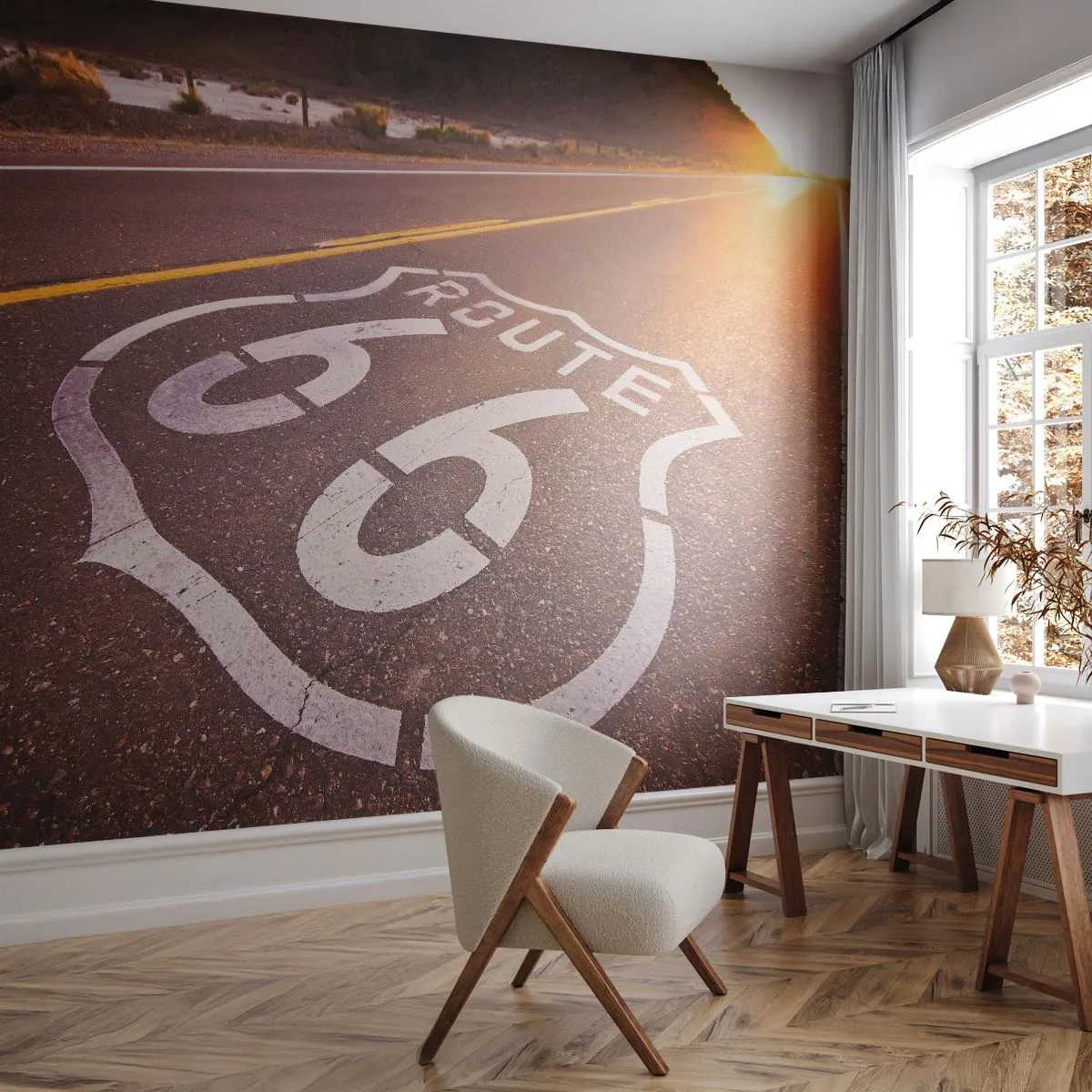 Papier Peint Photo Premium Sand - Célèbre Route 66 - Etats-Unis, Automobile, Route 66 - 400x280 cm