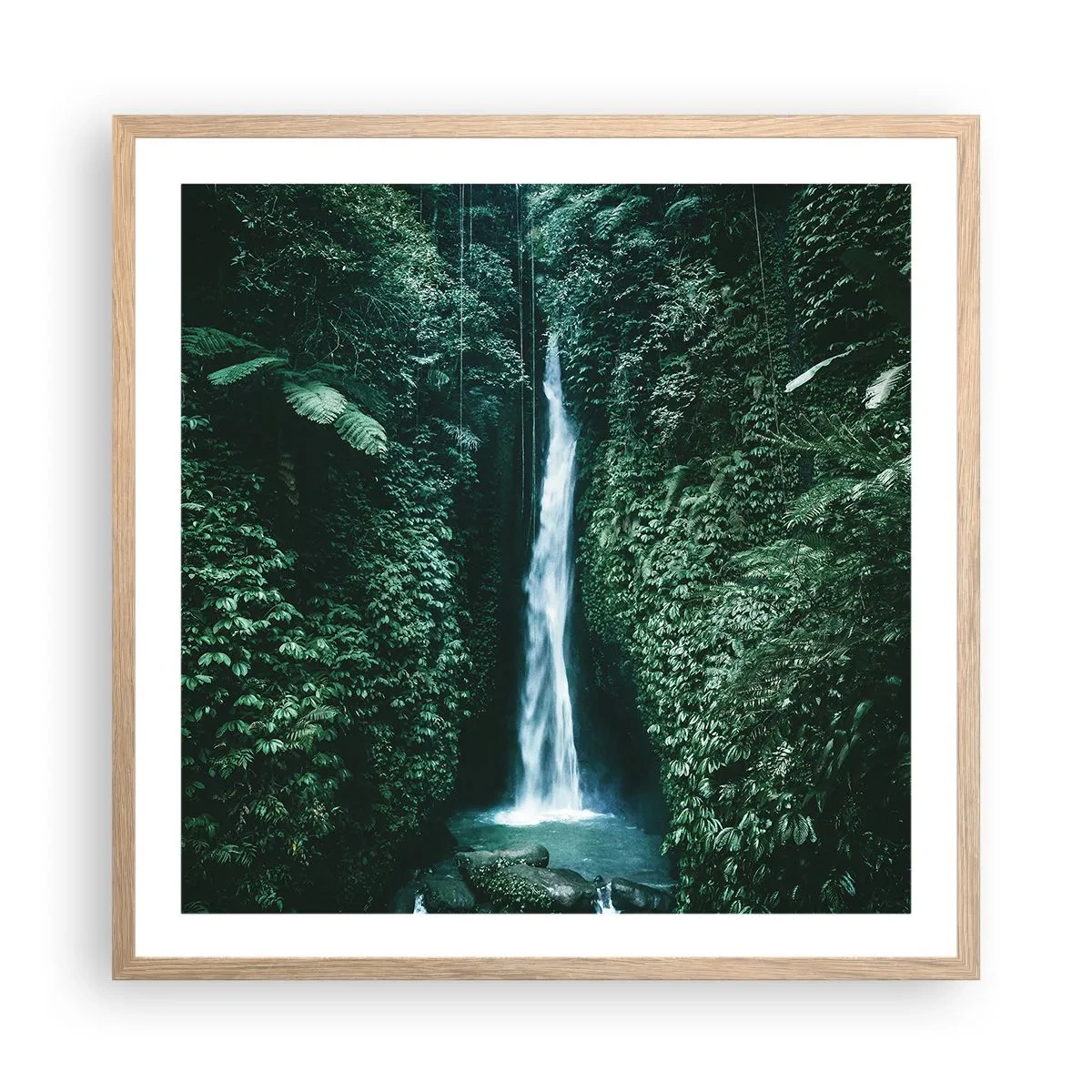 Affiche dans un chêne clair - Poster - Fontaine tropicale - 60x60 cm