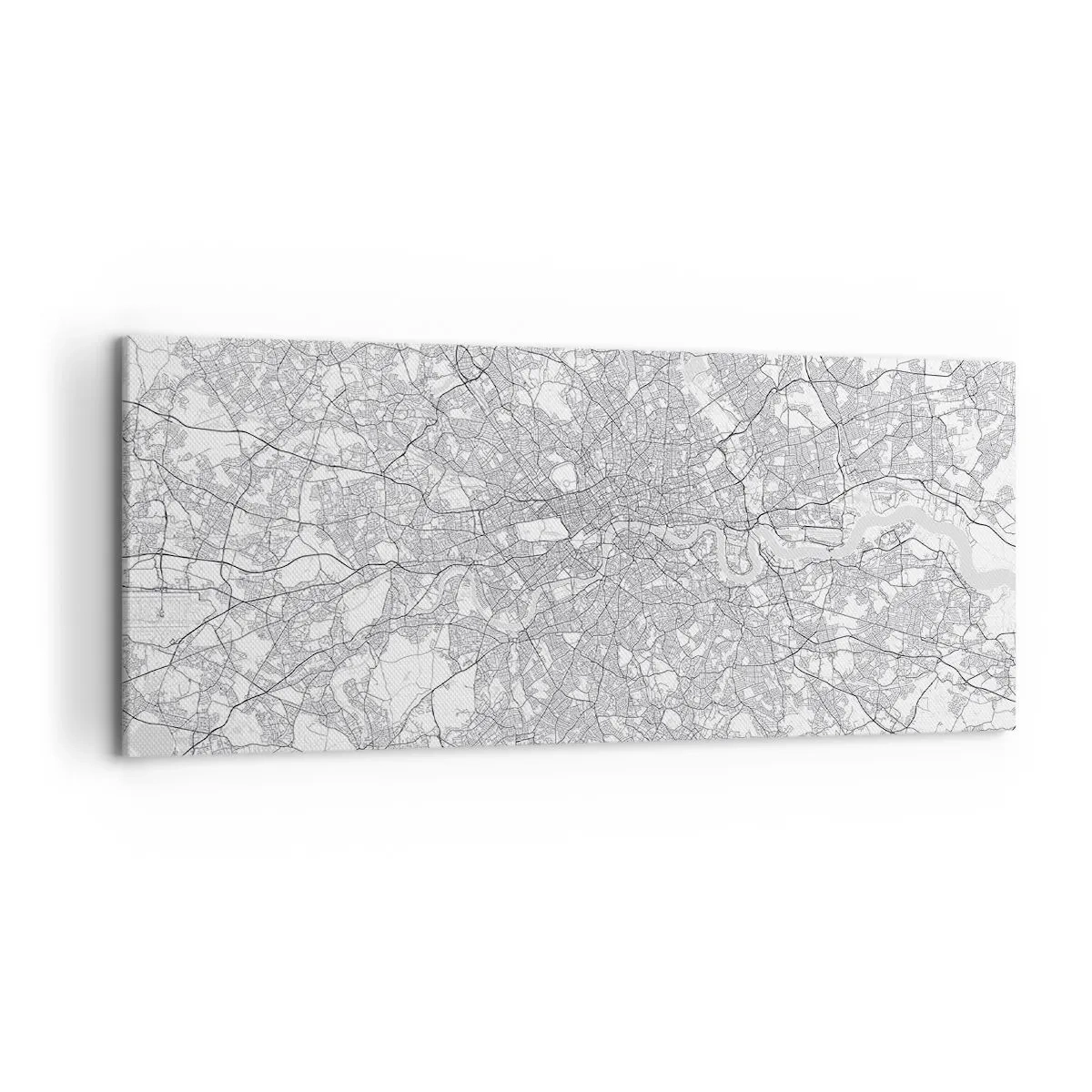 Impression sur toile - Image sur toile - Un plan de ville minimaliste en nuances de gris - 120x50cm - Carte du labyrinthe londonien - Décoration murale moderne pour le salon et la chambre ARTTOR