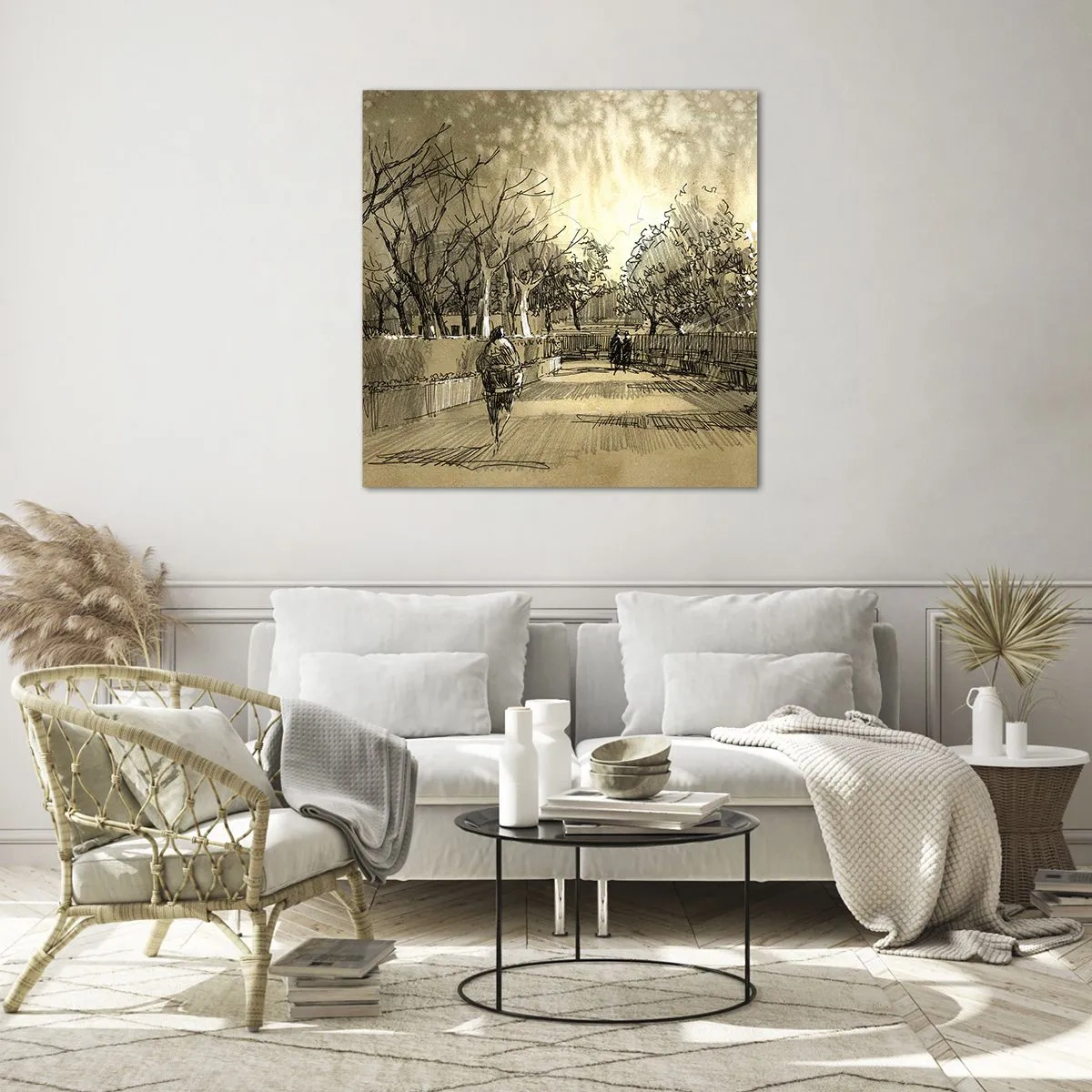 Impression sur verre - Image sur verre - Un moment arrêté avec une plume - 50x50 cm