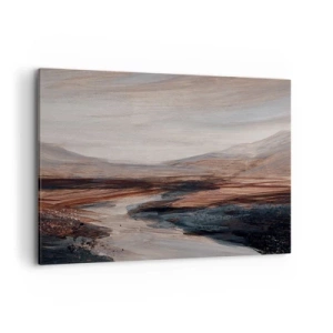 Impression sur toile - Image sur toile - Un paysage pittoresque avec une rivière et des montagnes - 100x70cm - Une vallée tranquille - Décoration murale moderne pour le salon et la chambre ARTTOR