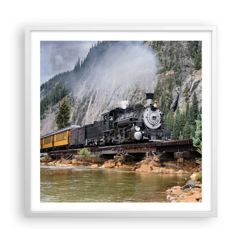 Affiche dans un cadre blanc - Poster - Et lui jusqu'où? Jusqu'où? - 60x60 cm