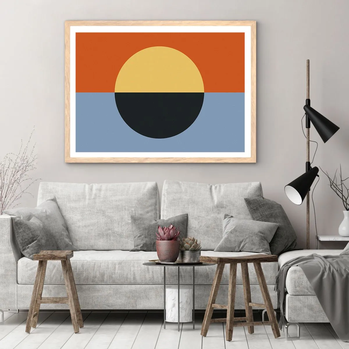 Affiche dans un chêne clair - Poster - Composition de chaleur et de fraîcheur - 70x50 cm