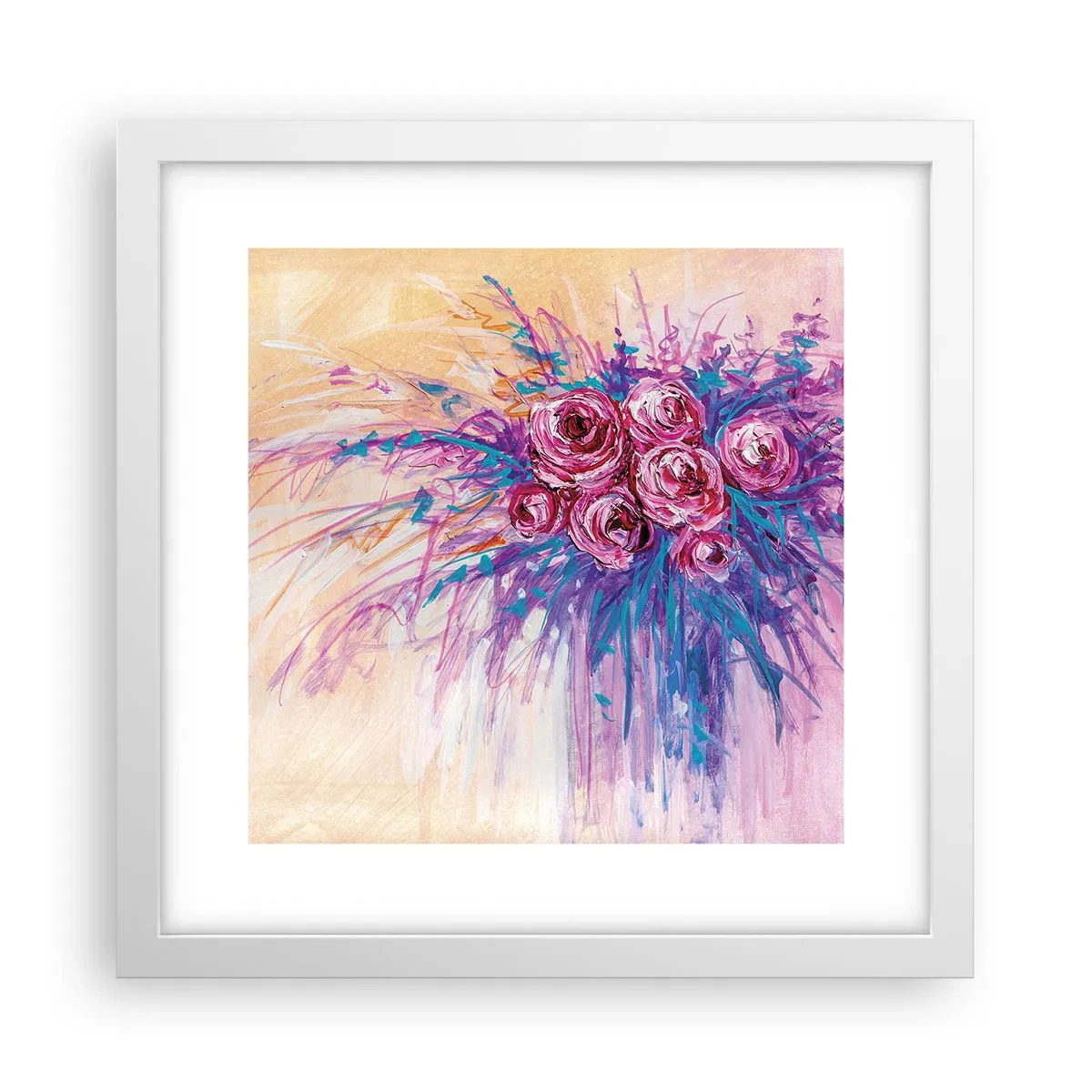 Affiche dans un cadre blanc - Poster - Fontaine aux roses - 30x30 cm