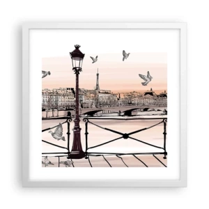 Affiche dans un cadre blanc - Poster - Sur les toits de Paris - 40x40 cm