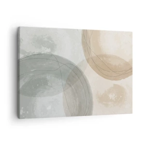 Impression sur toile - Image sur toile - Composition abstraite aux couleurs pastel avec des lignes - 70x50cm - Mondes pénétrants - Décoration murale moderne pour le salon et la chambre ARTTOR