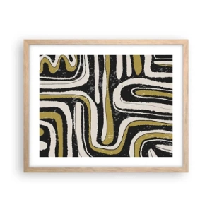 Affiche dans un chêne clair - Poster - Composition : routes et ruelles - 50x40 cm