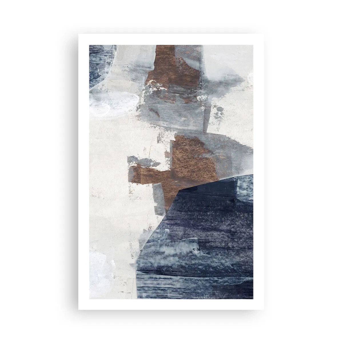 Affiche - Poster - Formes bleues et brunes - 61x91 cm