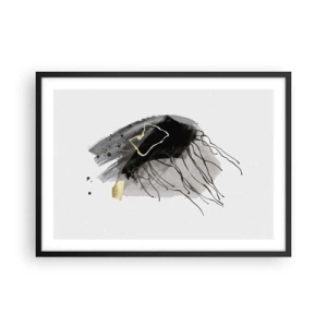 Affiche dans un cadre noir - Poster - Une composition abstraite avec des accents de noir et d'or. - 70x50cm - En noir et en or - Décoration murale moderne pour le salon et la chambre ARTTOR