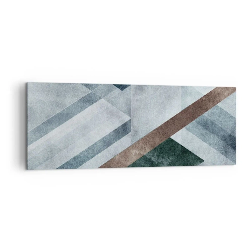 Impression sur toile - Image sur toile - Formes géométriques dans des tons froids de bleu et de marron - 140x50cm - Élégance sophistiquée de la géométrie - Décoration murale moderne pour le salon et la chambre ARTTOR
