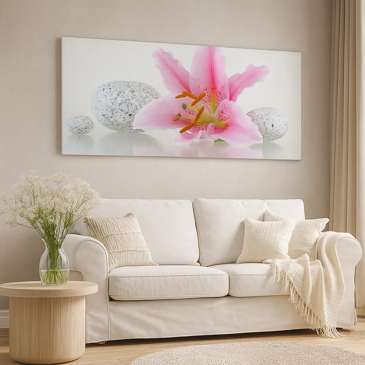 Impression sur toile - Image sur toile - Étude de rose, gris et blanc - 30x30 cm