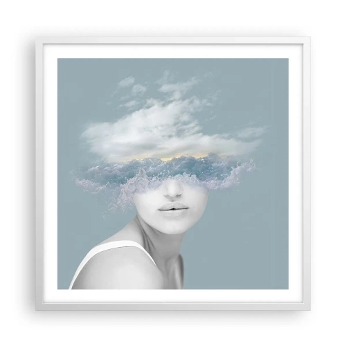 Affiche dans un cadre blanc - Poster - La tête dans les nuages - 60x60 cm