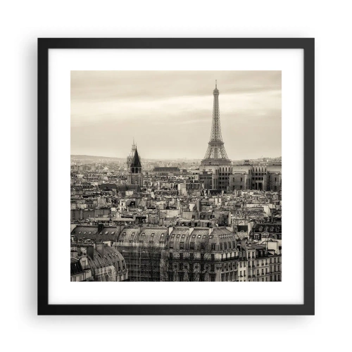 Affiche dans un cadre noir - Poster - Sur les toits de Paris - 40x40 cm