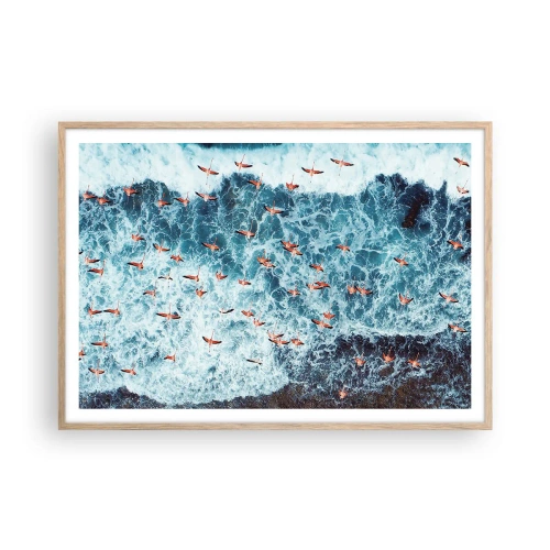 Affiche dans un chêne clair - Poster - Défilé du bord de mer - 100x70 cm