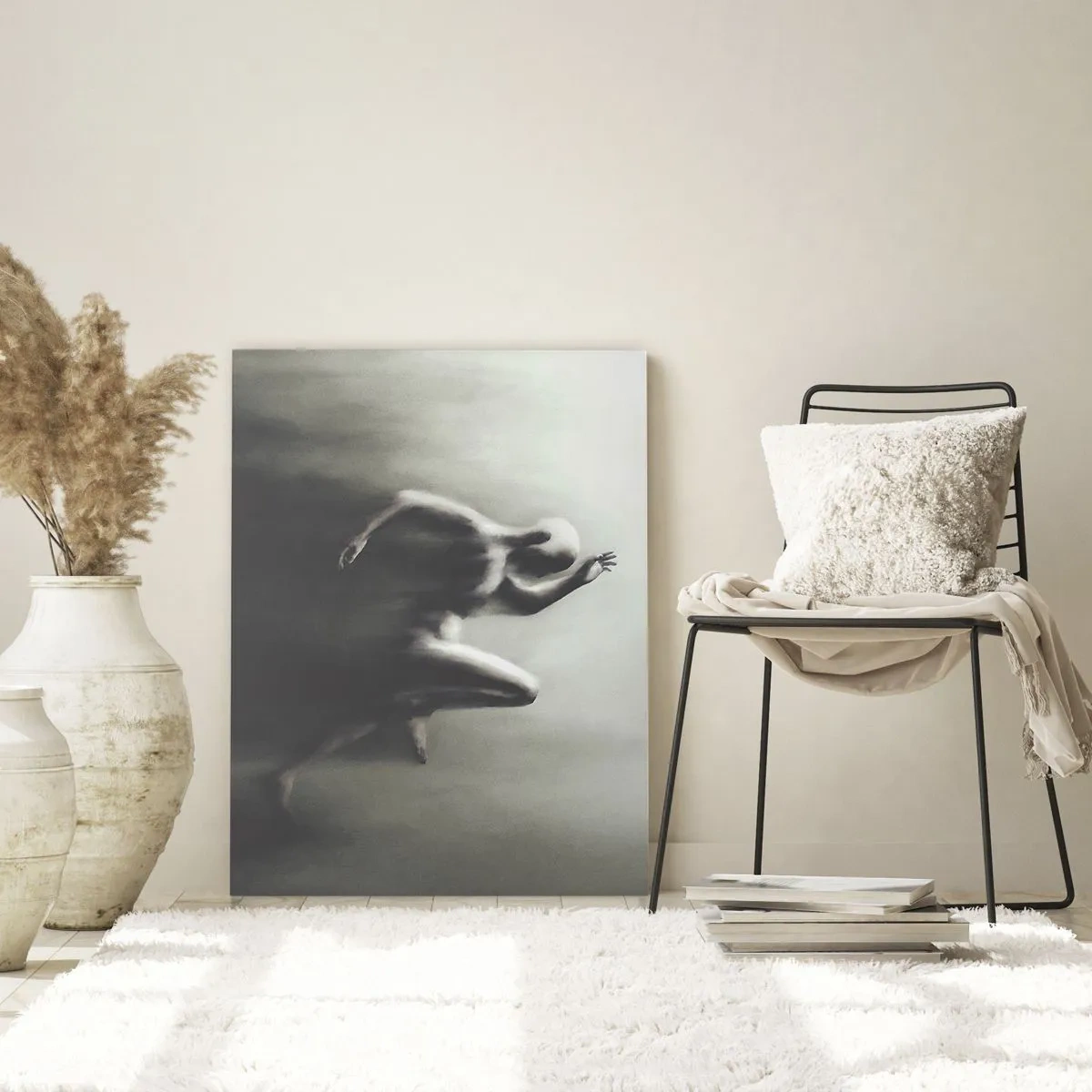 Impression sur verre - Image sur verre - Une silhouette noire et blanche d'une silhouette en train de courir dans un style dynamique et surréaliste. - 70x100cm - Inarrêtable - Décoration murale moderne pour le salon et la chambre ARTTOR