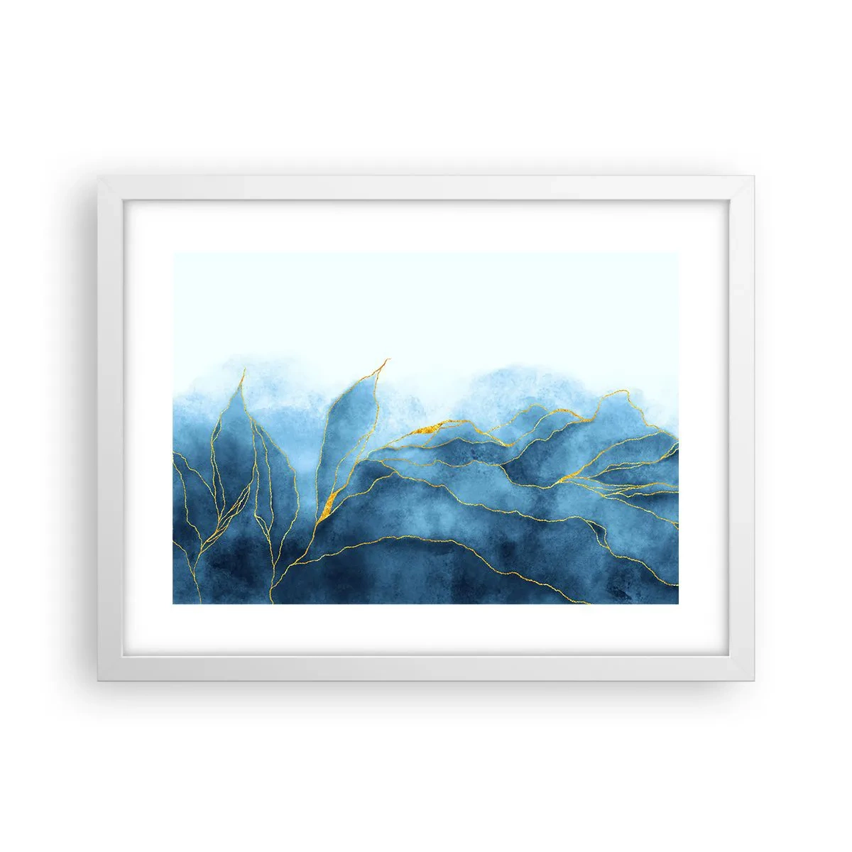 Affiche dans un cadre blanc - Poster - Bleu doré - 40x30 cm