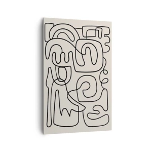 Impression sur toile - Image sur toile - Motif d'art linéaire abstrait en noir sur fond clair - 80x120cm - Suivez les indices - Décoration murale moderne pour le salon et la chambre ARTTOR