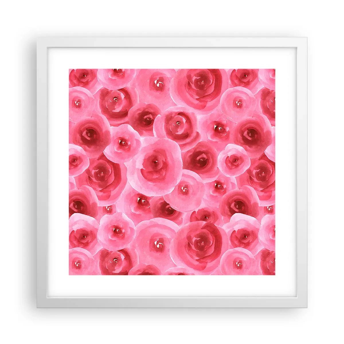 Affiche dans un cadre blanc - Poster - Roses en-haut et en-bas - 40x40 cm