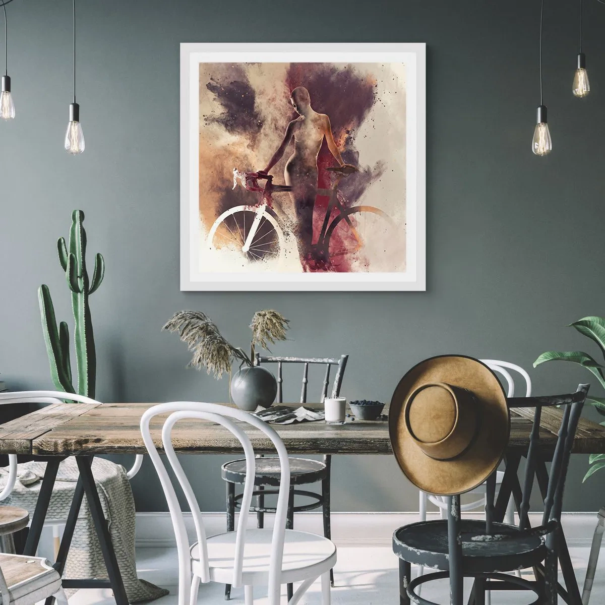 Affiche dans un cadre blanc - Poster - Une âme de vélo aux formes marbrées - 50x50 cm