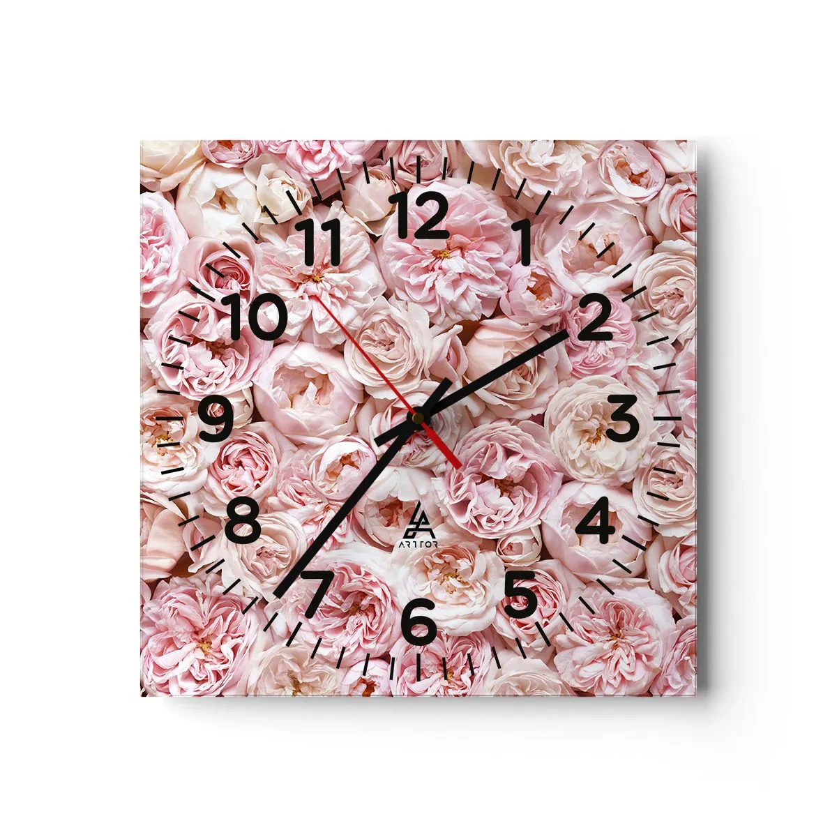 Horloge murale - Pendule murale - Un lit de roses - 30x30 cm