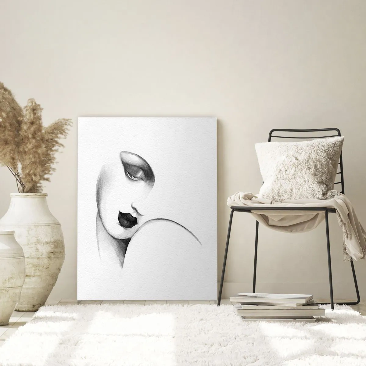 Impression sur verre - Image sur verre - Un portrait subtil d'une femme dans un style monochrome - 70x100cm - Dans le style de Lempicka - Décoration murale moderne pour le salon et la chambre ARTTOR