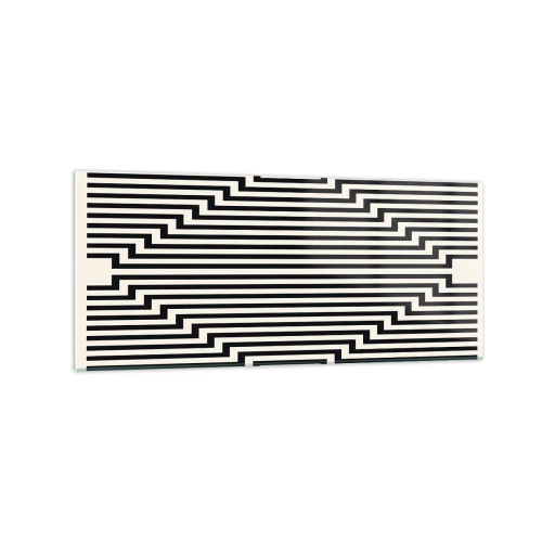 Impression sur verre - Image sur verre - Lignes noires et blanches créant un effet d'illusion géométrique - 120x50cm - Illusion géométrique - Décoration murale moderne pour le salon et la chambre ARTTOR