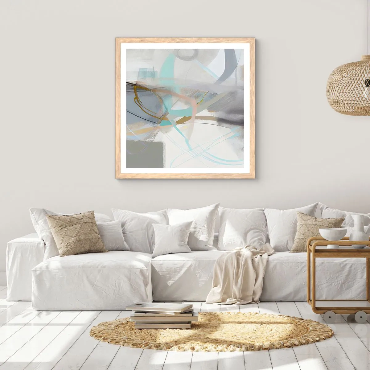 Affiche dans un chêne clair - Poster - Abstraction brumeuse - 30x30 cm