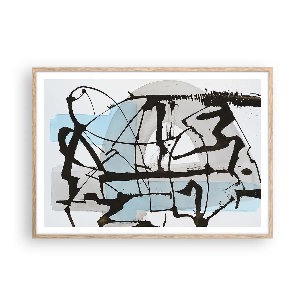 Affiche dans un chêne clair - Poster - Bleu malgré tout - 100x70 cm