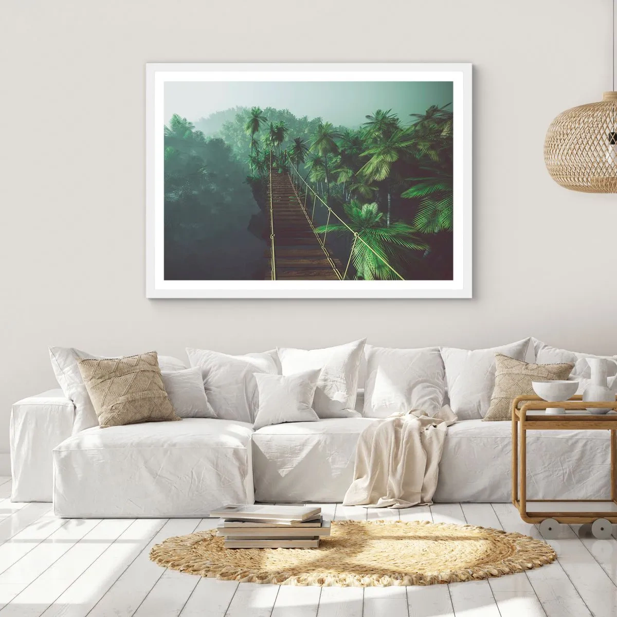 Affiche dans un cadre blanc - Poster - Au fil de la verdure - 70x50 cm