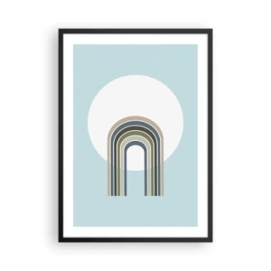 Affiche dans un cadre noir - Poster - Un arc minimaliste aux tons pastel sur un fond circulaire - 50x70cm - Attraction irrésistible - Décoration murale moderne pour le salon et la chambre ARTTOR